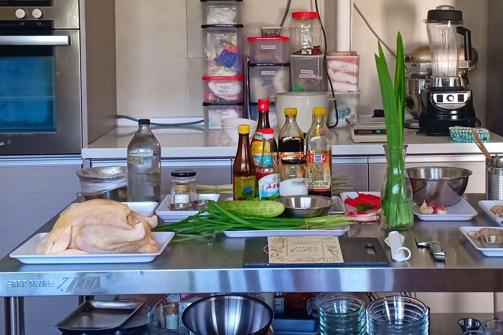 hainanese chicken rice ingredients Cook in a real Malaysian home kitchen & bring home a recipe booklet